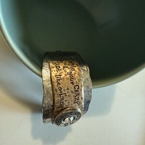 Silver and Gold Engraved Cuff Bracelet